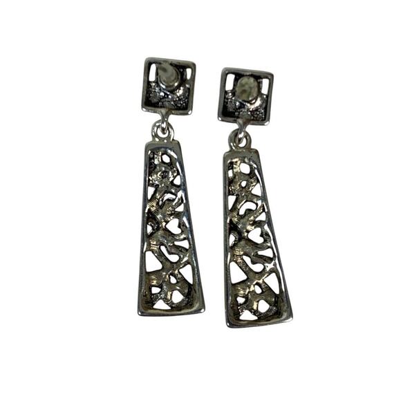 Premier Designs Silver Tone Swirl Dangle Earrings - Picture 2 of 5